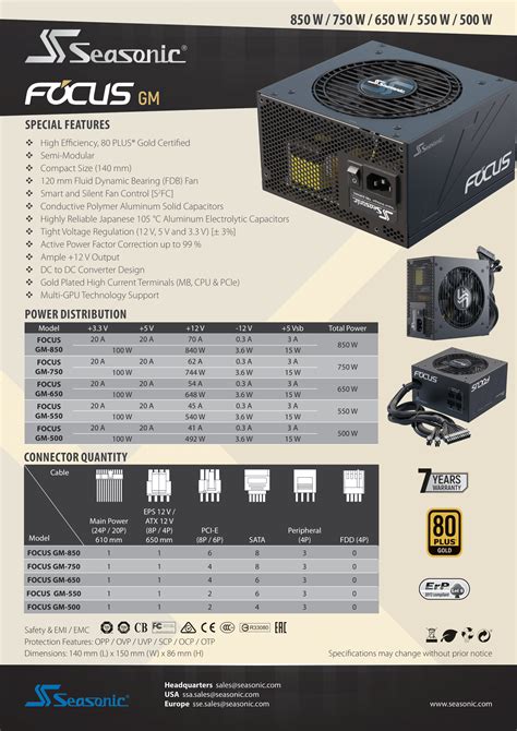 Seasonic Focus Gm W Gold Atx Semi Modular Psu Ple Computers