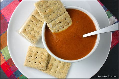 Kahakai Kitchen Creamy Tomato Ketchup Soup And Crackers For Food N Flix October Film Pick