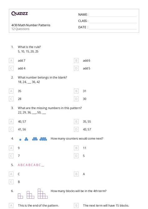 Free 4th Grade Math Patterns Worksheet Download Free 4th Grade Math