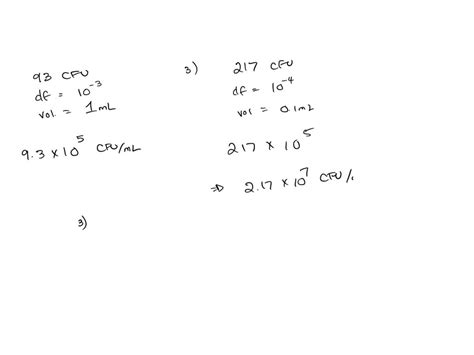 Solved Complete The Following Calculations To Determine Colony Forming