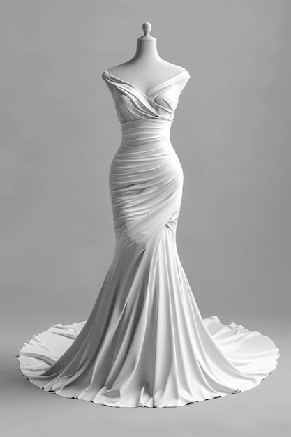 Premium Photo White Wedding Dress On Mannequin