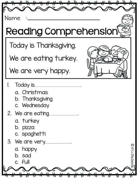 Thanksgiving Worksheet First Grade