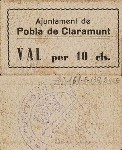 10 Céntimos Pobla de Claramunt Commune de La Pobla de Claramunt