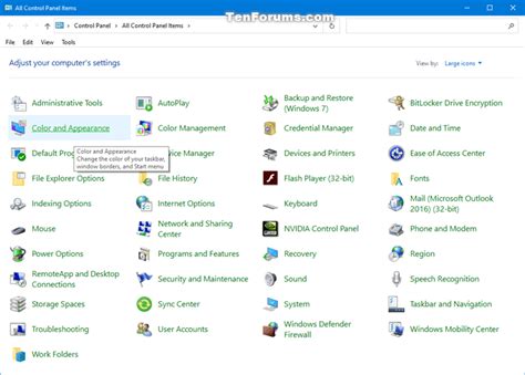 How To Add Color And Appearance To Control Panel In Windows Tutorials