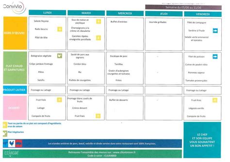 Collège Lycée saint Joseph Nay Repas Au menu de la semaine du 5 au