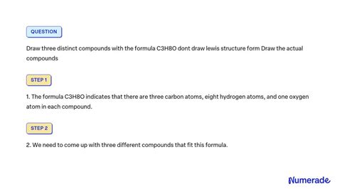 SOLVED: Draw three distinct compounds with the formula C3H8O dont draw lewis structure form Draw ...