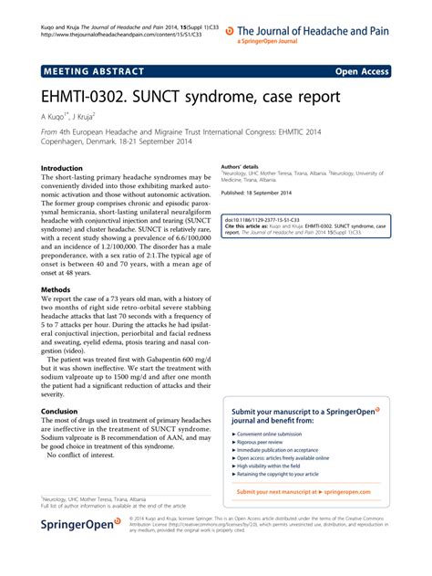 (PDF) SUNCT syndrome, case report