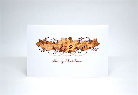 Wood-cut Card : Christmas Garland – Intouch Stationery Singapore