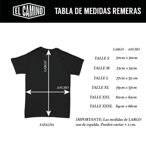 Tabla De Talles Remeras De Hombre El Camino