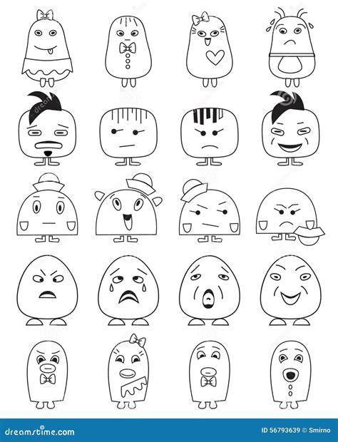 Funny Character Faces Avatars. Stock Vector - Image: 56793639