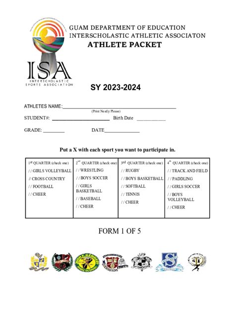 Fillable Online ATHLETE PACKET SY 2023 2024 FORM 1 OF 5 Fax Email Print