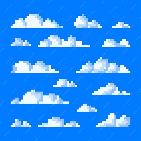 Premium Vector Flat Design Pixel Art Cloud Illustration