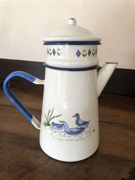 Ancienne Cafeti Re Maill E D Cor Canards Eur Picclick Fr