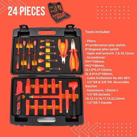 Insulated Tool Set For Electrical Worker Auto Repair Electrician Vde