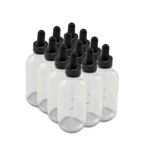 4 Oz Clear Glass Boston Round Bottle With Black Dropper 12 Pack The Bottle Depot