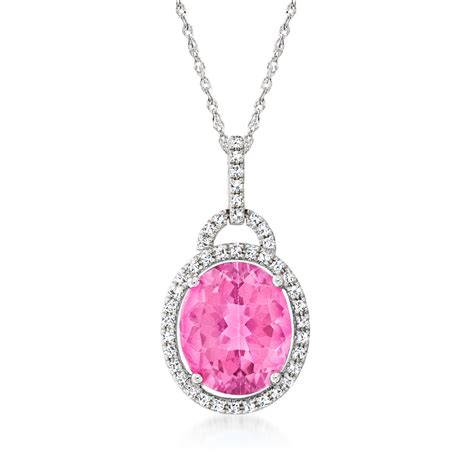 625 Carat Pink Topaz Pendant Necklace With 20 Ct Tw Diamonds In