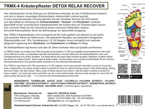 TRMX 4 Kräuterpflaster DETOX RELAX RECOVER Kenrico 10 Stk