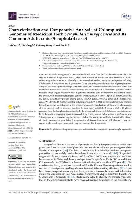 Pdf Characterization And Comparative Analysis Of Chloroplast Genomes