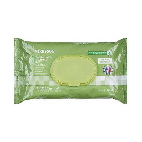 Mckesson Flushable Wet Wipes Aloe And Vitamin E Formula Gentle On