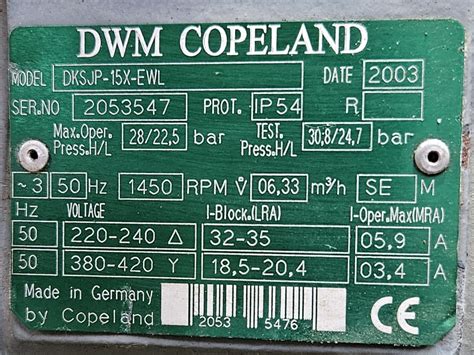 Used Dwm Dksjp X Ewl Semi Hermetic Reciprocating Compressor Freon