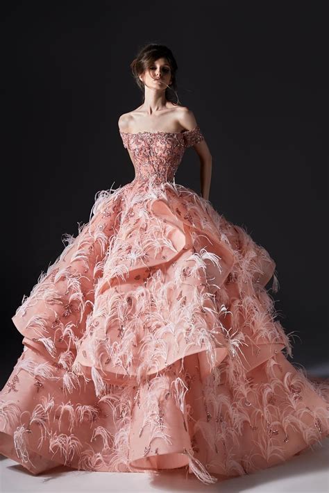 Marchesa Beaded And Feathered Off Shoulder Ball Gown Lyst