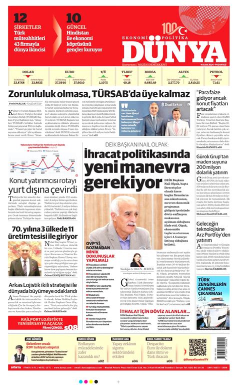 D Nya Gazetesi D Nya Man Et Oku Haberler Eyl L