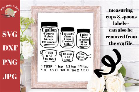 Kitchen Conversion Svg Baking Equivalents Svg Mason Jar Svg