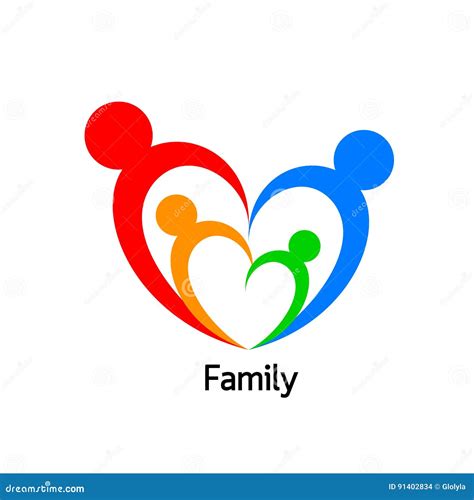 Logo Della Famiglia Nella Forma Del Cuore Illustrazione Vettoriale