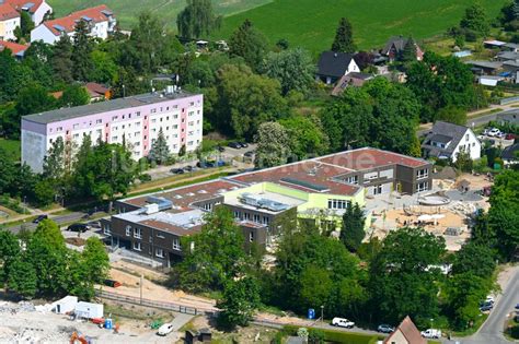 Luftbild Bernau Baustelle zum Neubau des Schulgebäudes Evangelischen