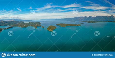 Aerial View of the Flathead Lake and Islands in Montana, USA Stock ...