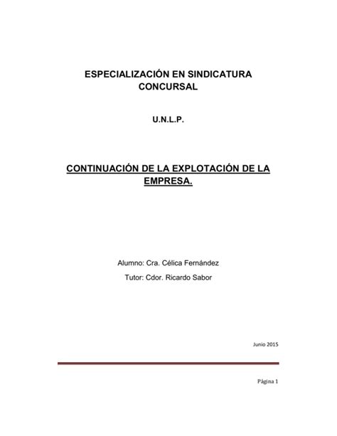 especialización en sindicatura concursal continuación de la