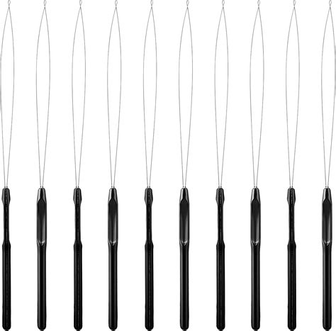 WLLHYF 10 Pieces Hair Extension Loop Needle Threader Pulling Hook Tool