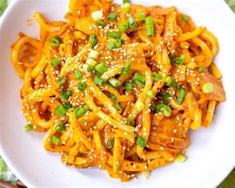 Creamy Kimchi Udon Noodles Recipe Cheap Lazy Vegan