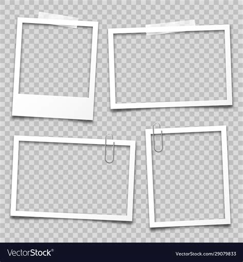 Realistic Empty Photo Card Frame Film Set Retro Vector Image