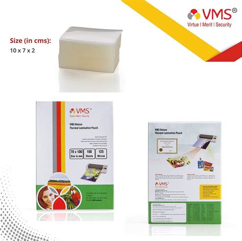 Buy VMS Deluxe Thermal Lamination Pouch 70x100mm 125 Micron Pack Of 4