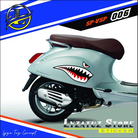 Jual Promo Sticker Printing Cutting Vespa Scoopy Shark Teeth Mouth