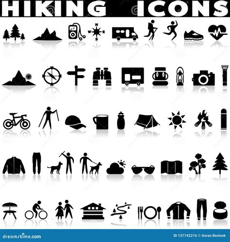 Hiking Icon Set Stock Vector Illustration Of Camper