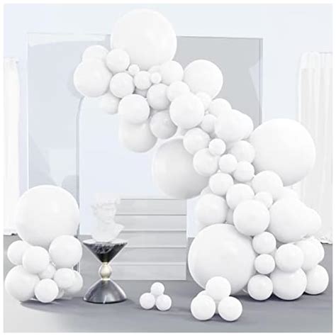 PartyWoo White Balloons, 140 pcs White Balloons Different Sizes Pack of 18 Inch 12 Inch 10 Inch ...