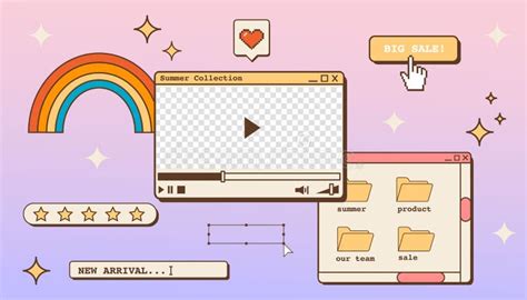 S Retro Vaporwave Old Desktop User Interface Elements Cute Nostalgic