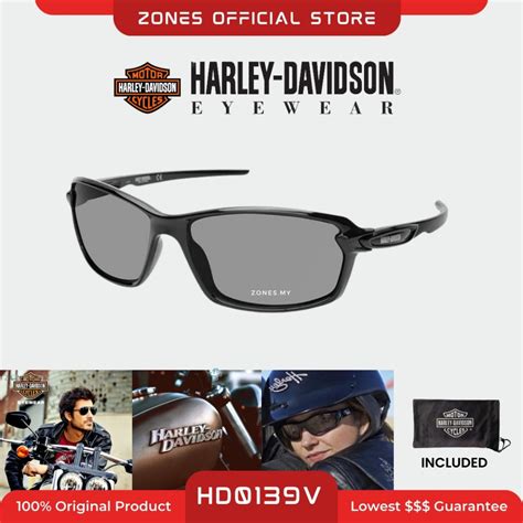 Harley Davidson Mens Sunglasses Designer Sports Wrap Shiny Black Frames Smoke Gray Lenses