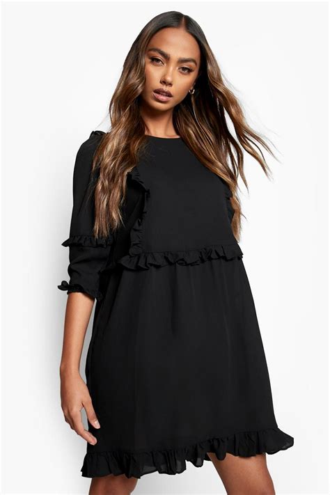 Ruffle Detail Smock Dress Boohoo