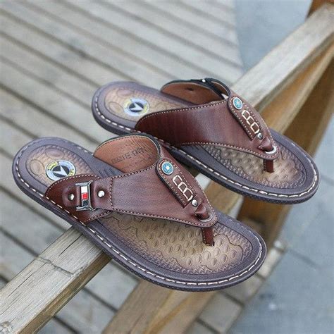 2019 Genuine Leather Men Summer Slippers Beach Sandals Jollmall