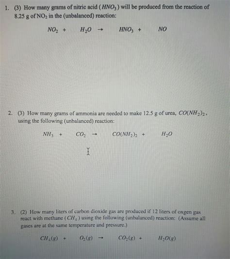 Solved 1 3 How Many Grams Of Nitric Acid HNOs Will Be Chegg