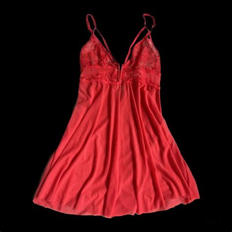 Adorable Red Lingerie Baby Doll Dress Very Sheer Depop
