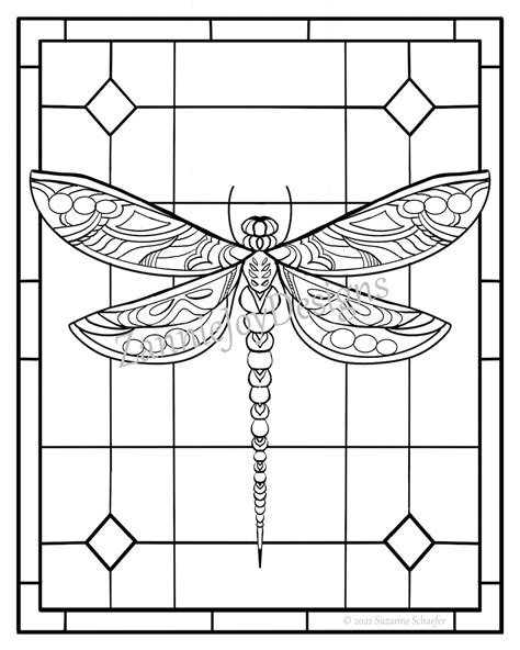 Stained Glass Dragonfly Print Instant Download Printable Dragonfly Downloadable Pdf