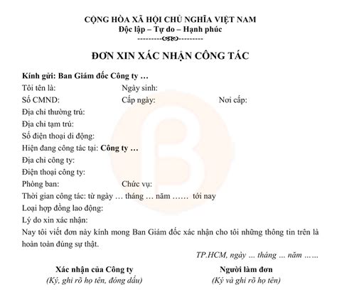 Mẫu giấy xác nhận công tác | In Bảo Ngọc