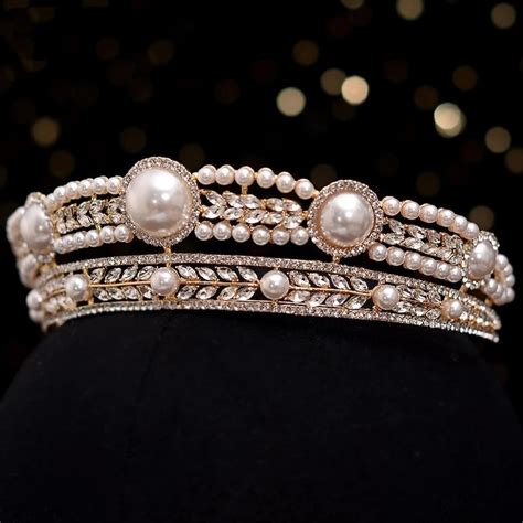 Bridal Tiara / Gold Pearl Tiara / Bridal Silver Tiara With Pearl and ...