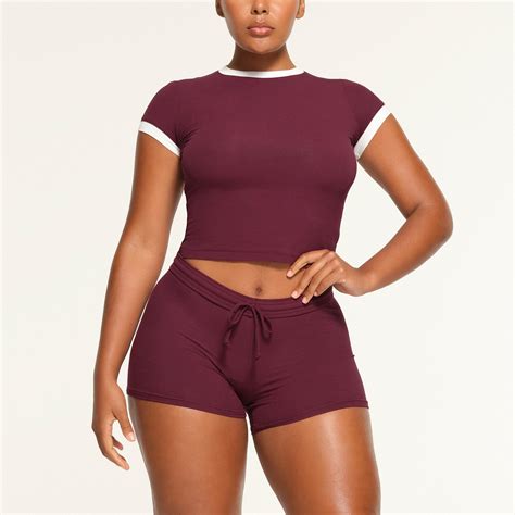 Soft Lounge Ringer T Shirt Maroon