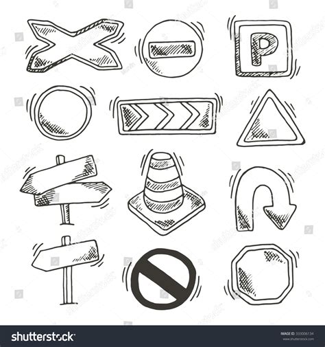 Road Signs Set Vector Sketch Illustration Stock Vector (Royalty Free ...