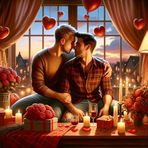 Premium Photo Gay Couple Having A Valentines Dinner